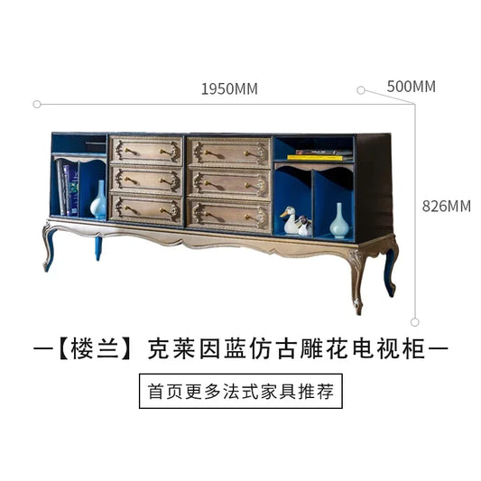 MMOOKA Antique Carved Storage Vintage Imported Solid Wood High-End Villa Furniture