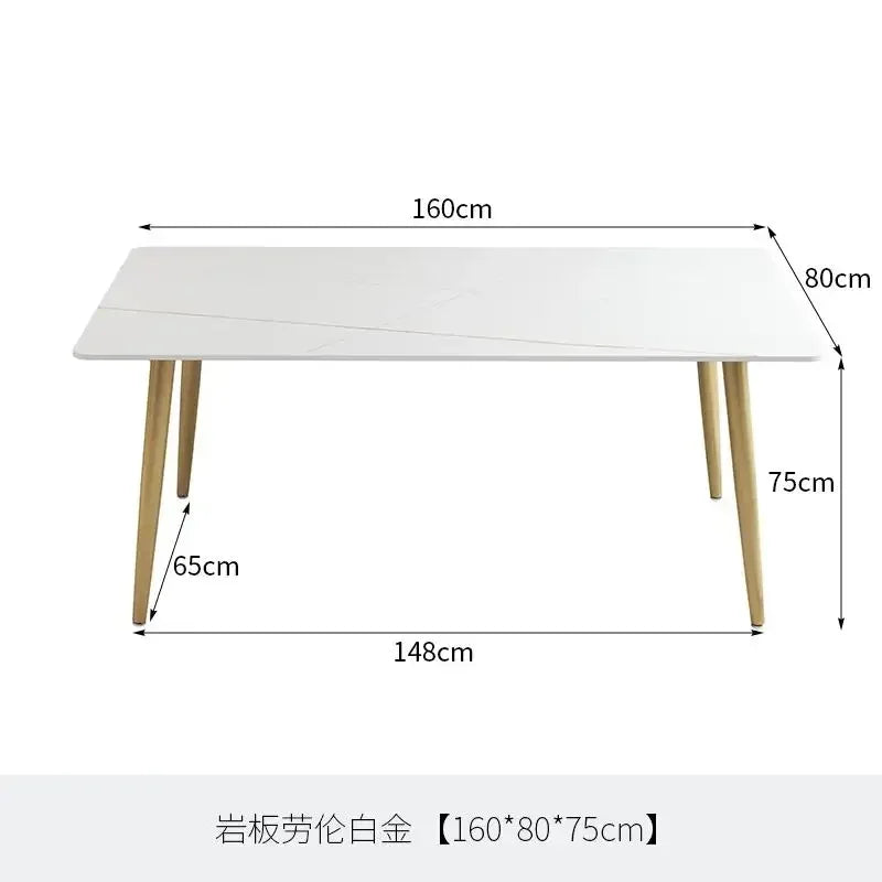 MMOOKA Nordic White Dining Table Decor Gold Legs Living Room Design Dining Table Aesthetic Marble Top Mesa Comedor Household Essentials