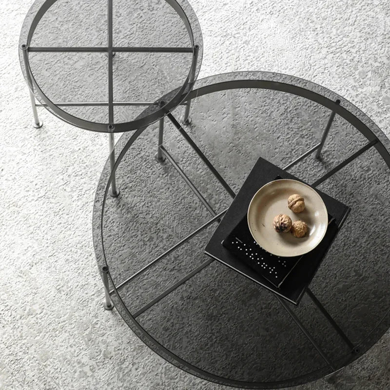 MMOOKA Nordic Black Glass Large Coffee Tables Minimalist Design Living Room Center Coffee Tables Transparent Storage Muebles Furniture