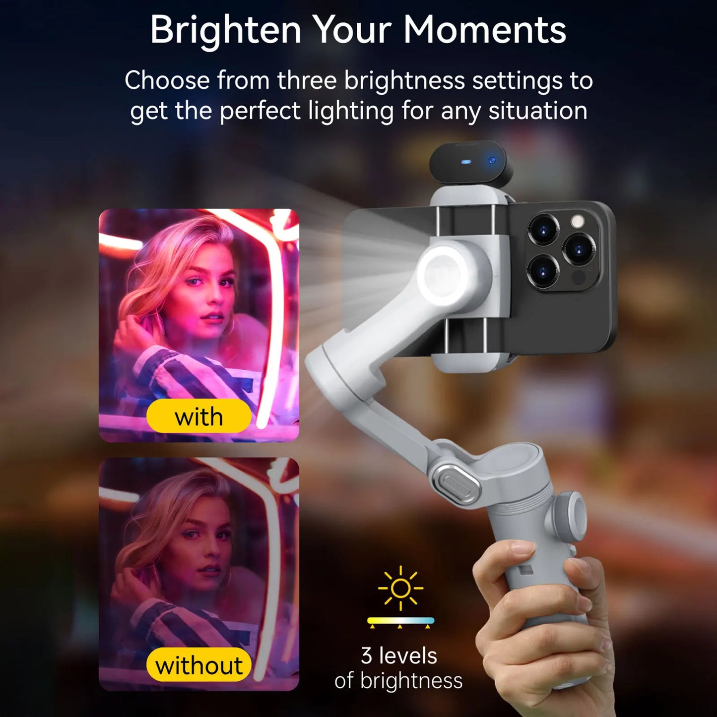 MMOOKA AOCHUAN Smart Xpro AI Tracking Sensor Gimbal No App Smartphone Gimbal Stabilizer 3-axis Stabilizer for iPhone&Android Phone Grey