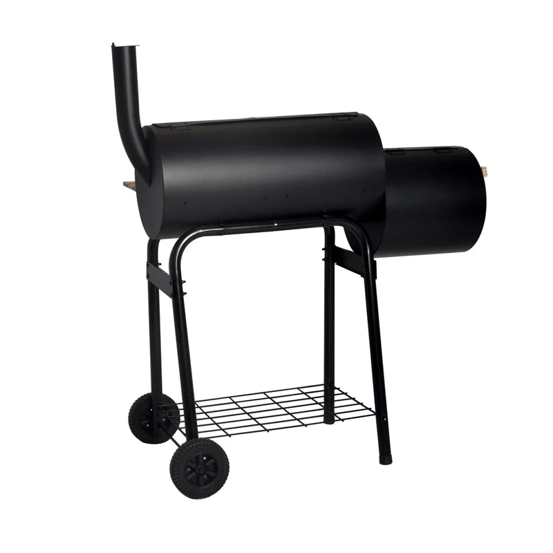 SEJR Moveable Trolley Barrel Barbecue Charcoal BBQ Grill with Lid 102x62x113cm