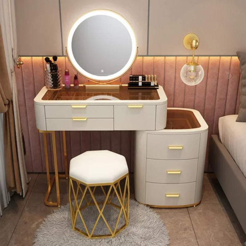MMOOKA Dressing Table With Mirror Bedroom Dresser Storage Cabinet Dressing Table Dresser Vanity Table Bedroom Furniture For Make up
