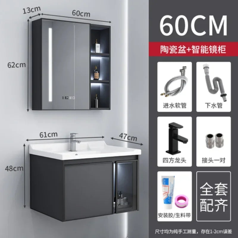 MMOOKA Luxury Full Sets Cabinets Washbasin Countertop Sink Black Bathroom Cabinets Faucets Hanging Mobili Da Bagno Auxiliary Furniture