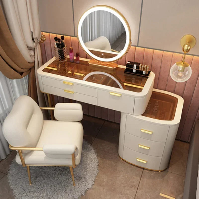 MMOOKA Dressing Table With Mirror Bedroom Dresser Storage Cabinet Dressing Table Dresser Vanity Table Bedroom Furniture For Make up