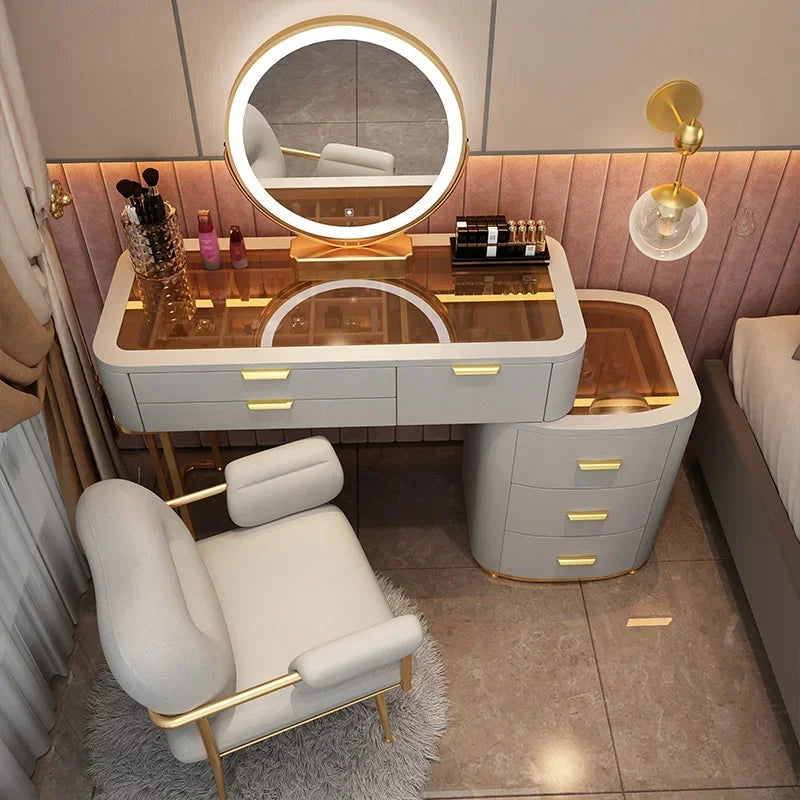 MMOOKA Dressing Table With Mirror Bedroom Dresser Storage Cabinet Dressing Table Dresser Vanity Table Bedroom Furniture For Make up