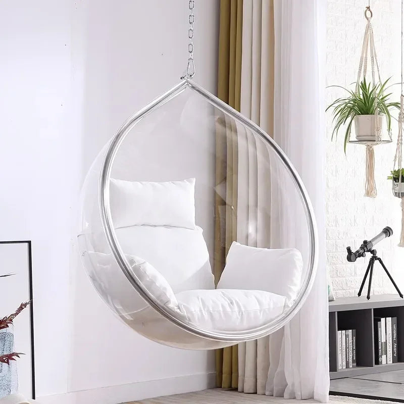 MMOOKA Hanging Ball Space Chair Glass Ball Indoor Hanging Chair Hanging Basket Nordic Outdoor Swing Home Stay Transparent Bubble Chair