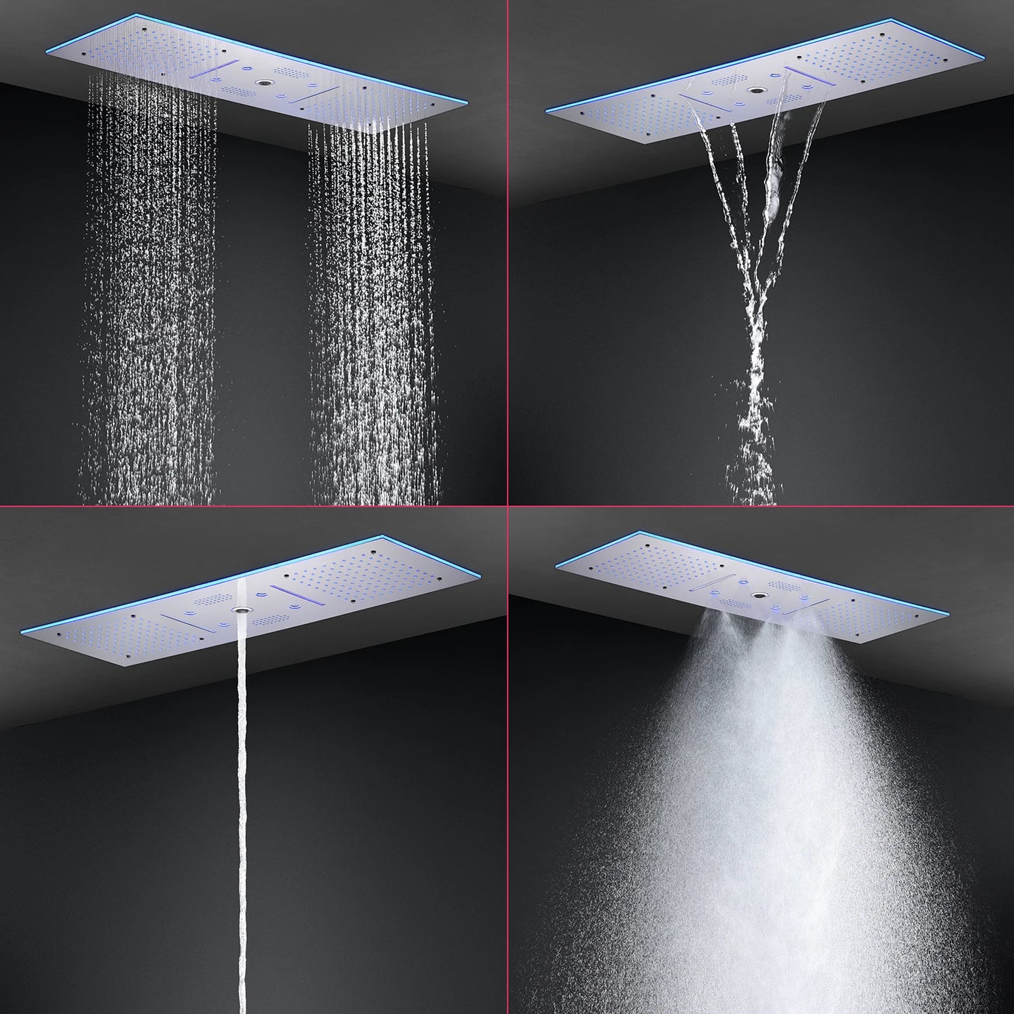 ANTNX Bathroom Ceiling Concealed 36x12Inch 900x300mm Bluetooth Music LED Shower Head Panel Kit Thermostatic Mixer Valve ANTNX.COM