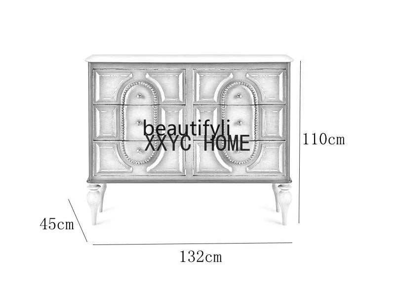 MMOOKA American Country Solid Wood Black Chest of Drawers Entrance Foyer Entrance Cabinet Drawer Storage Sideboard Cabinet Curio