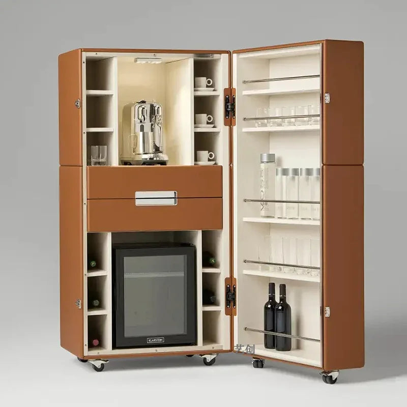 MMOOKA Light luxury simple leather red wine storage wine cabinet villa home designer high-end solid wood