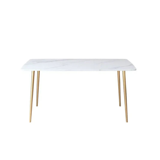 MMOOKA Nordic White Dining Table Decor Gold Legs Living Room Design Dining Table Aesthetic Marble Top Mesa Comedor Household Essentials
