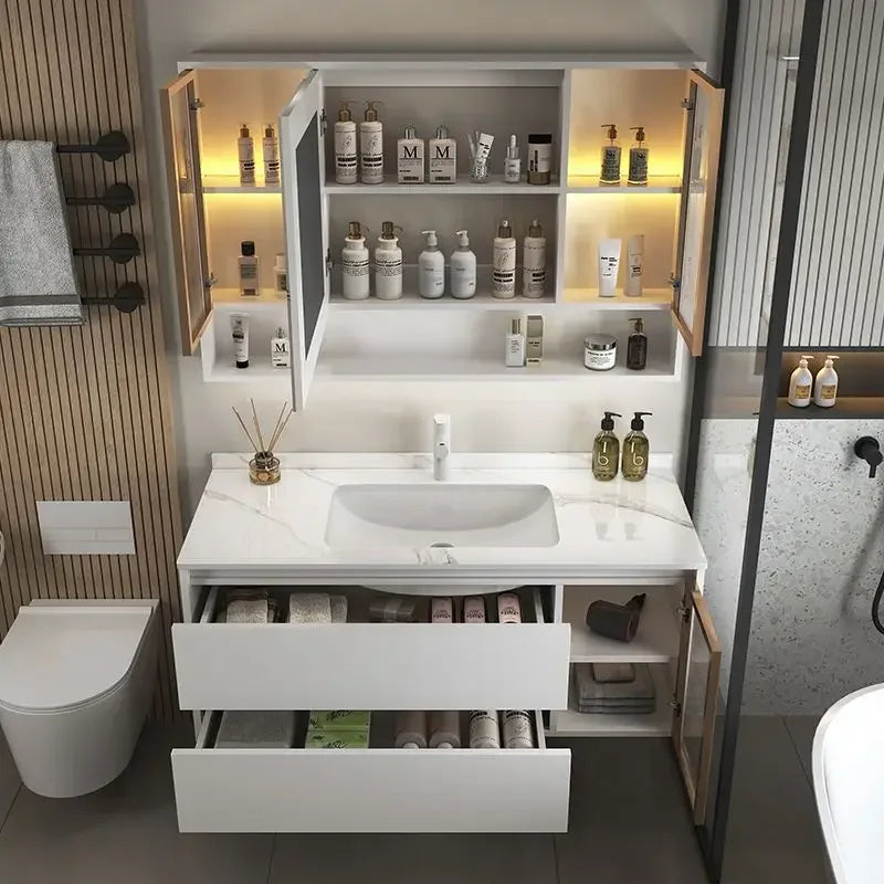 MMOOKA Solid Wood Home Bathroom Cabinet Sinks  65cm-115c Furniture Wash Basin Combination Bathroom Bathroom Smart Wash Basin