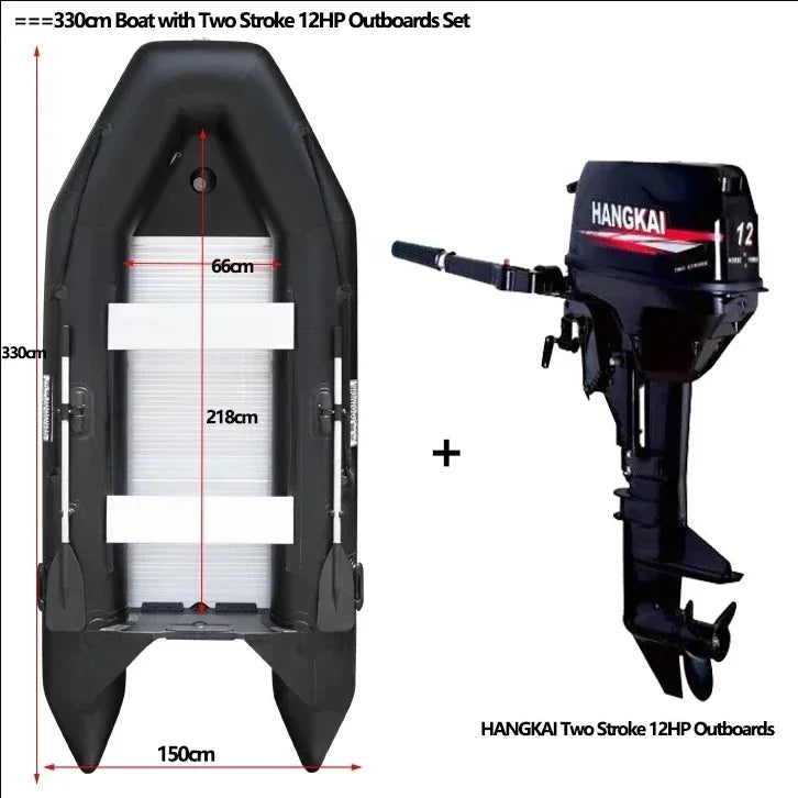 MMOOKA 2.3~3.8m Inflatable Boat with Alloy Bottoms Set 1.2mm Thicken PVC Assault Boat V Shape Keel Boat Bottoms LUYA Fishing Boats Set