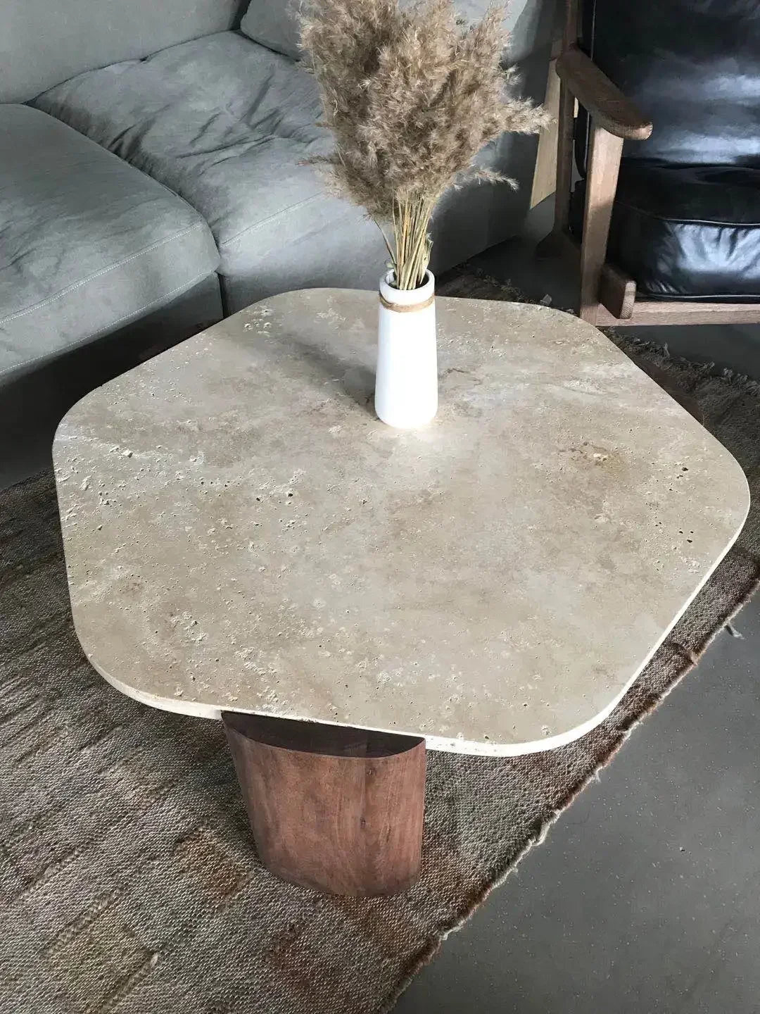 MMOOKA Silent Style Walnut Solid Wood Marble Black Walnut Walnut Tea Table