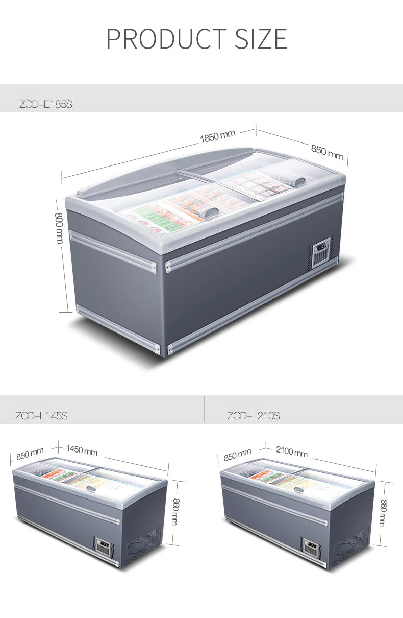supermarket glass door ice cream meat fridge commercial horizontal refrigerator showcase display chest freezers