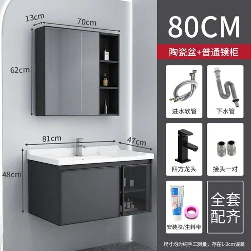 MMOOKA Luxury Full Sets Cabinets Washbasin Countertop Sink Black Bathroom Cabinets Faucets Hanging Mobili Da Bagno Auxiliary Furniture