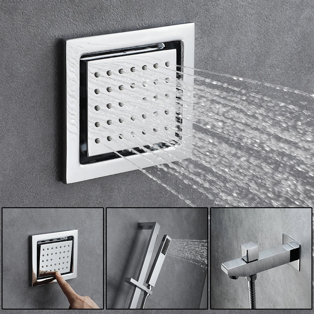 ANTNX M Boenn Black ShowerHead Rainfall Bathroom Shower Faucet Luxurious Multi Function LED Shower System Set Smart Thermostatic Mixer ANTNX.COM
