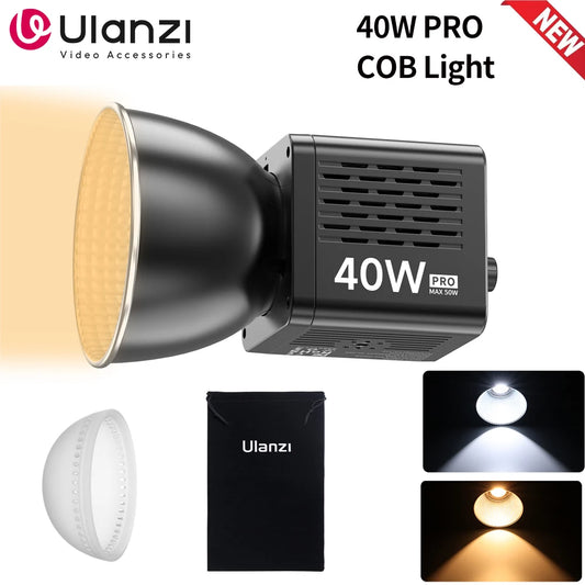 MMOOKA Ulanzi 40W Pro COB Video Light 2500-6500K Bi-Color Photographic LED Light for Photo Studio Film Camera Shooting Livstream Tikok