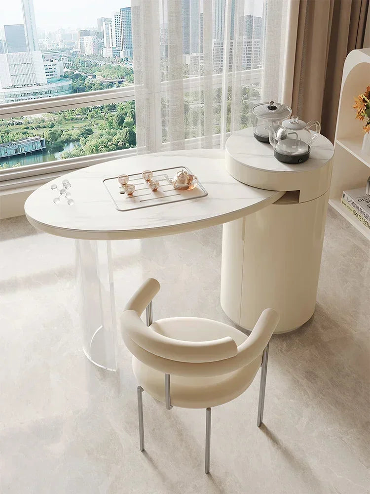 MMOOKA Balcony Small Tea Table Stone Plate Light Luxury Tea Making Table Kung Fu Tea Table Modern