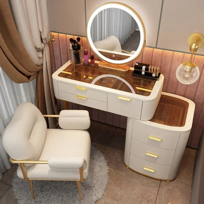 MMOOKA Dressing Table With Mirror Bedroom Dresser Storage Cabinet Dressing Table Dresser Vanity Table Bedroom Furniture For Make up