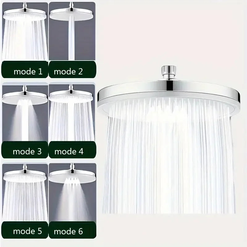 6 Modes Rainfall Shower Head Bathroom High Pressure Top Rain Shower Heads Shower Faucet Accessories With Filter