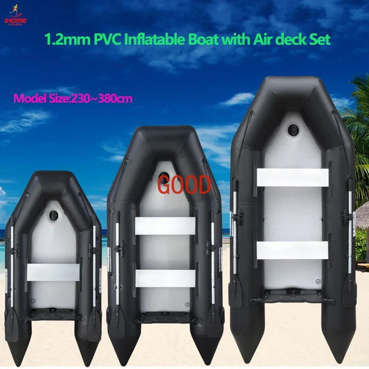 MMOOKA 2.3~3.8m Inflatable Boat with Air Deck Set 1.2mm PVC Assault Boats with Anti-collision Speed Raft Kayak Rowing Accessories