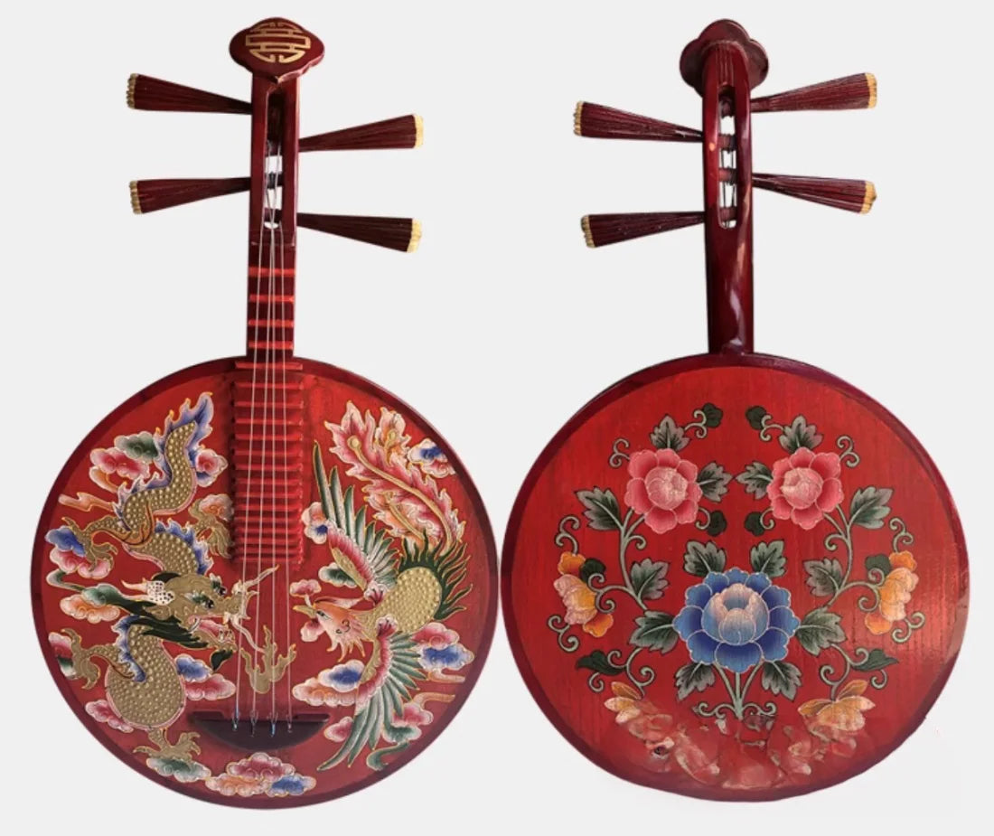Yueqin Painted dragon and phoenix patterns Chinese stringed instruments