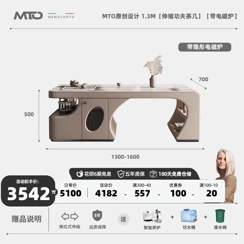 MMOOKA Retractable Kung Fu Tea Table Tea Table Integrated Living Room Tea Making Table