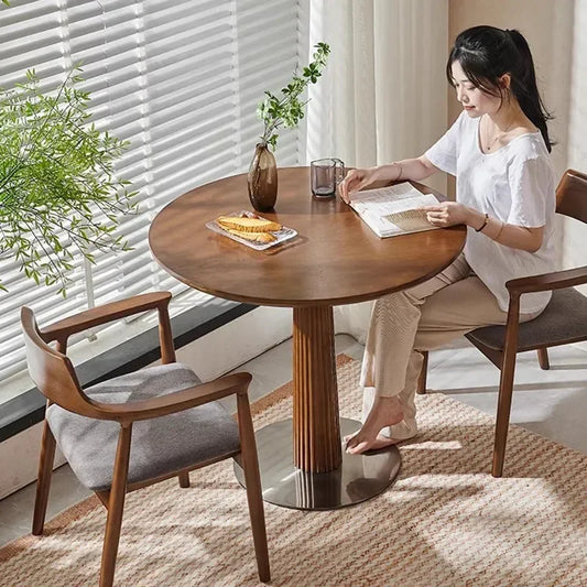 MMOOKA Round Dining Coffee Table Sets Wooden Chair Minimalist Living RoomDesigner Table Console Huismeubilair Modern Furniture