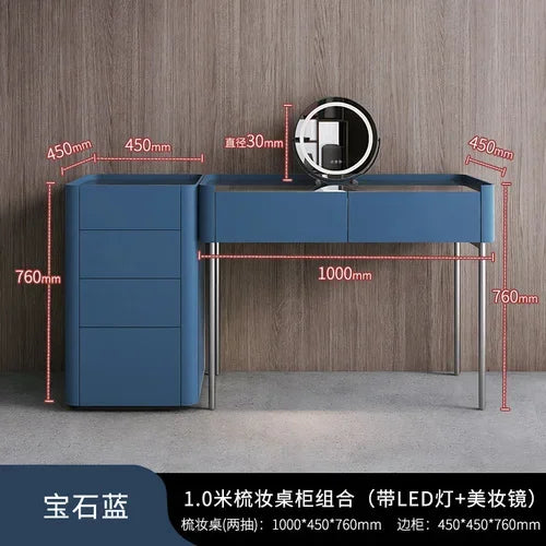 MMOOKA Italian Minimalist Dressing Table Modern Bedroom Mirror Jewelry Box Password Lock