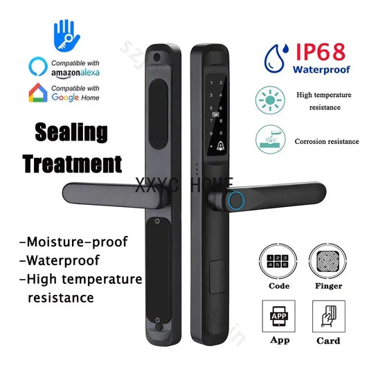 MMOOKA Ttlock App Bluetooth Waterproof Fingerprint Electronic Digital Smart Door Lock RFID Code Keyless Lock for Aluminum/sliding Door