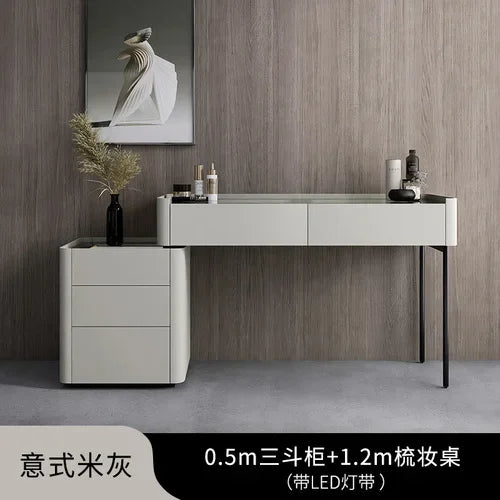 MMOOKA Italian Minimalist Dressing Table Modern Bedroom Mirror Jewelry Box Password Lock