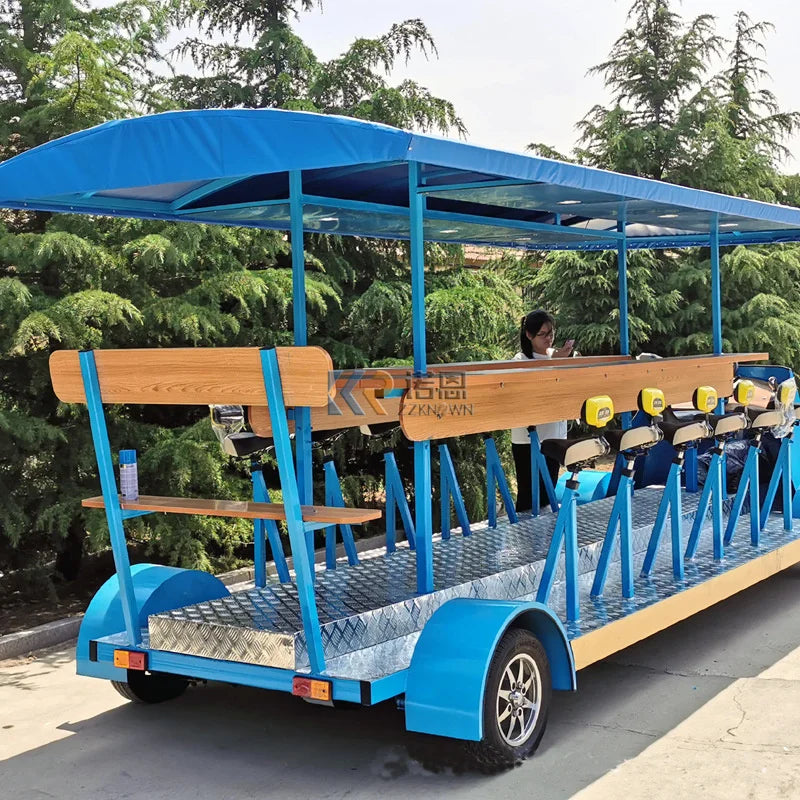 ANTNX Leisure Bar Sightseeing Vehicle 8 Seater Beer Car Electric 13 Passenger Party Bike Electric Beer Bike beer vending cart ANTNX.COM