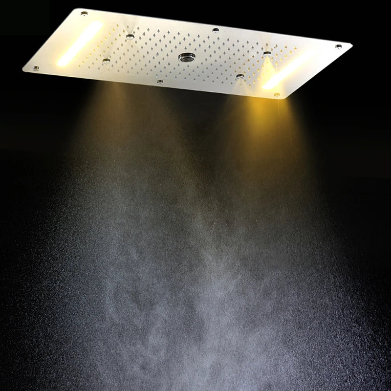 MMOOKA MMOOKA OLEFY Modern Ceiling Shower Chrome 380*700MM Waterfall Mist Spray Rain Shower Head Led Shower Bathroom Accessories FaucetMMOOKA.COM