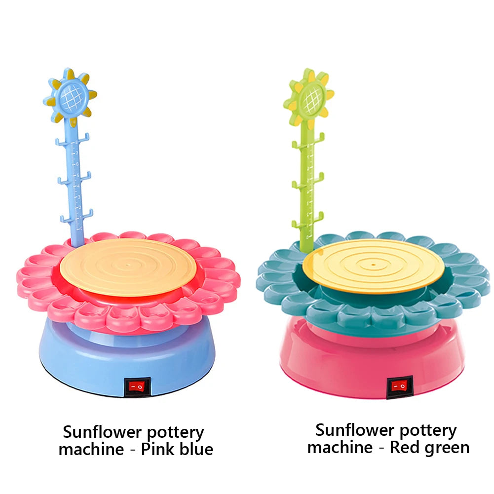 MMOOKA MMOOKA Sunflower Pottery Wheel Electric Pottery Wheel with Clay Brush Pigment DIY Clay Arts Tool Educational Interactive for Boys GirlsMMOOKA.COM
