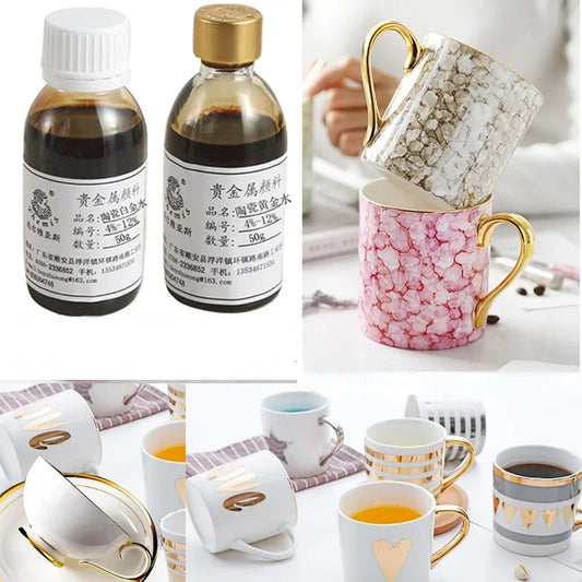MMOOKA MMOOKA 10g/bottle Ceramic Gold Water 4%-12% Content Metal Pigments DIY Pottery Craft Products Enamel Depiction Gold Decorative PaintMMOOKA.COM