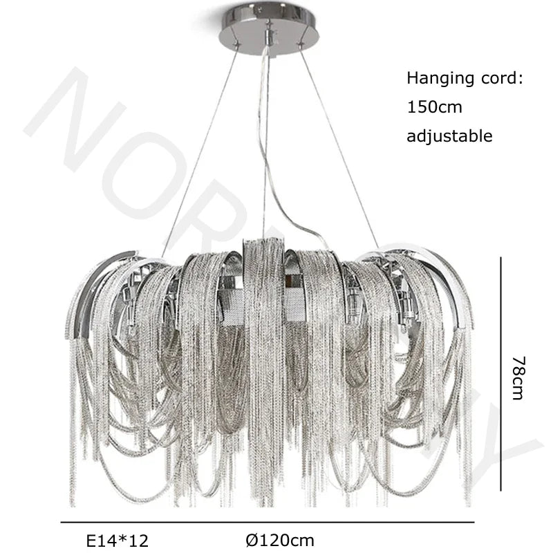 Modern Lustre Chrome Tassel Led Chandelier Lighting Living Dining Room Decor Led Chandeliers Lamp Loft Hanging Lights Luminaire