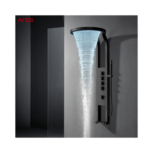High Quality SS304 Wall Mounted LED Light New Fashion Waterproof Rainfall Multifunction Overhead Shower Panels for Bathroom