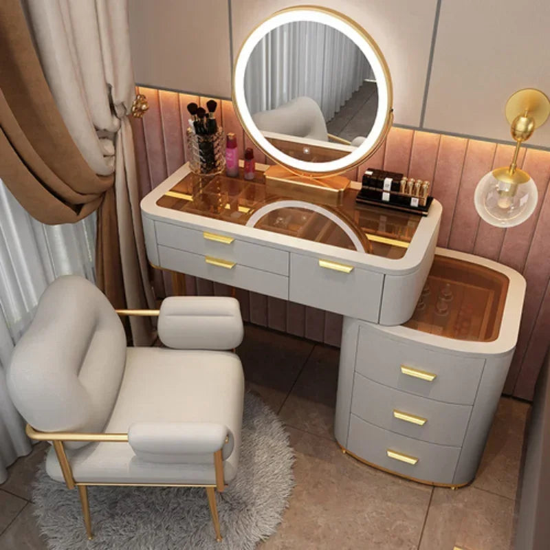 MMOOKA Dressing Table With Mirror Bedroom Dresser Storage Cabinet Dressing Table Dresser Vanity Table Bedroom Furniture For Make up