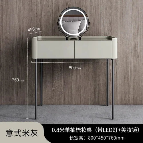 MMOOKA Italian Minimalist Dressing Table Modern Bedroom Mirror Jewelry Box Password Lock