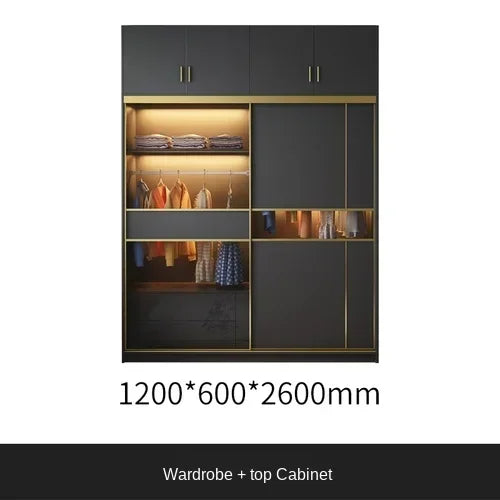 MMOOKA Modern minimalist luxury sliding door wardrobe locker household bedroom assembly wardrobe