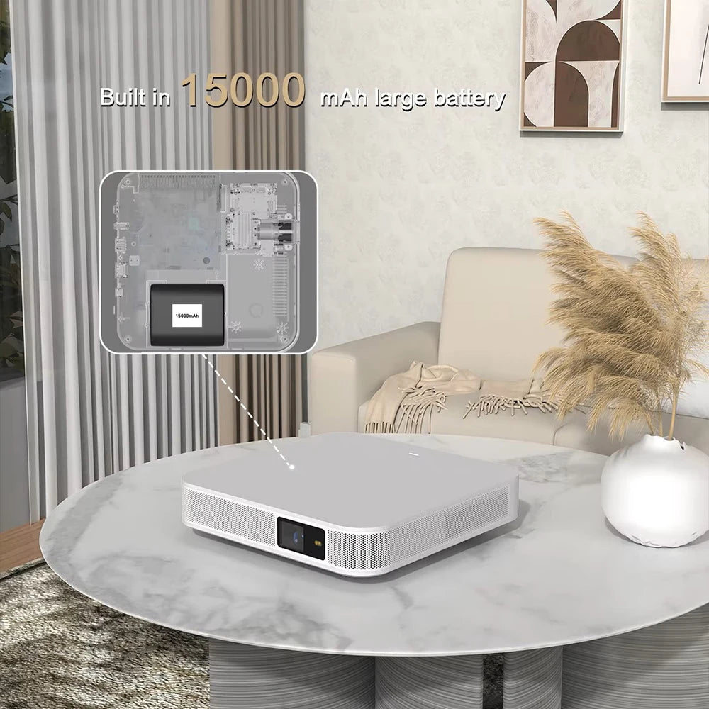 Smartldea 2025 4K 3D Video Projector Android13.0 Portable DLP 1080P home cinema Projector build in 15000mah batttery for outdoor