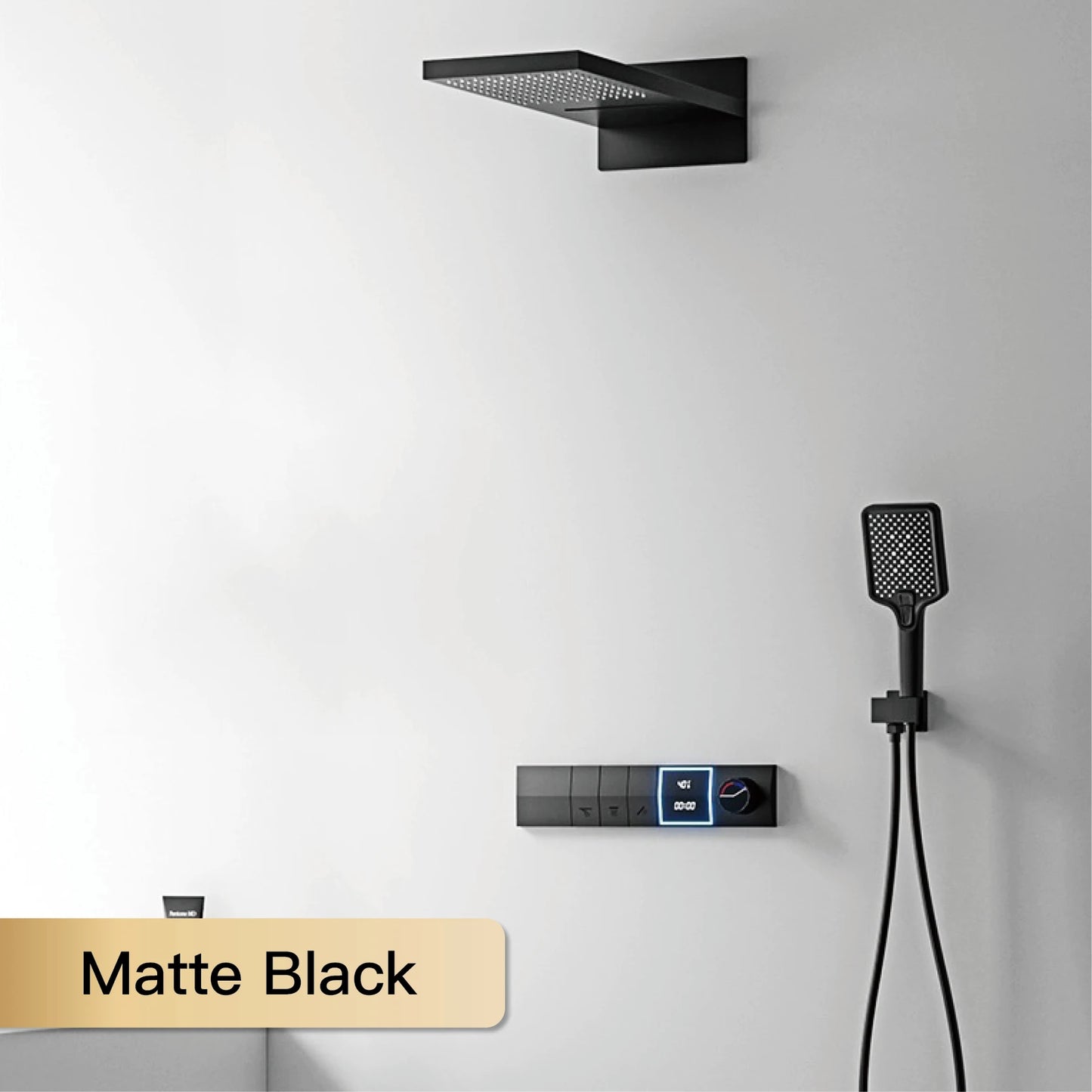 ANTNX Luxury gun gray brass shower system intelligent LED digital display design, wall mounted dual control cold & hot 4-function Tap ANTNX.COM