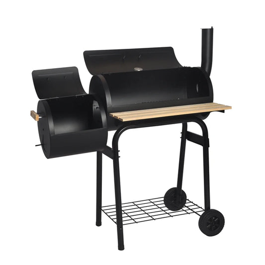 SEJR Moveable Trolley Barrel Barbecue Charcoal BBQ Grill with Lid 102x62x113cm
