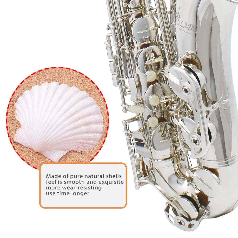 SLADE Bb Tenor Saxophone Silver Tenor Sax Jazz Instrument With Case Stand Cleaning Cloth Woodwind Musical Instrument Accessories