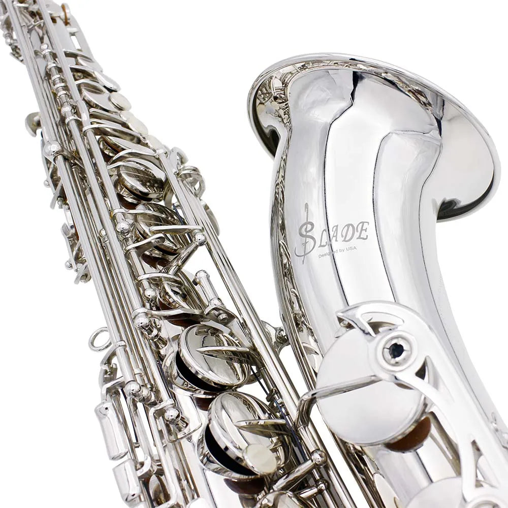 SLADE Bb Tenor Saxophone Silver Tenor Sax Jazz Instrument With Case Stand Cleaning Cloth Woodwind Musical Instrument Accessories