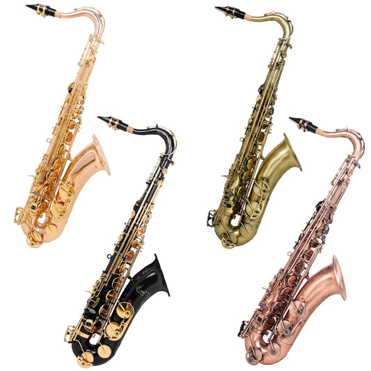 SLADE Brass Tenor Saxophone Instrument Professional Bb Saxophone with Cleaning Cloth Glove Reed Back Mouthpiece Accessories
