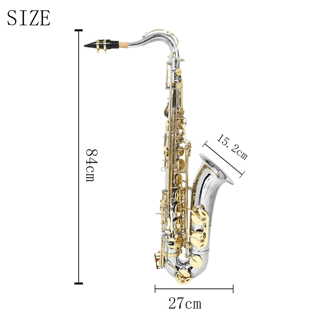 MMOOKA SLADE Silver Gold Bb Tenor Saxophone Brass High Quality Saxophone Music Instrument Tenor Sax with Case Reeds Bracket Parts