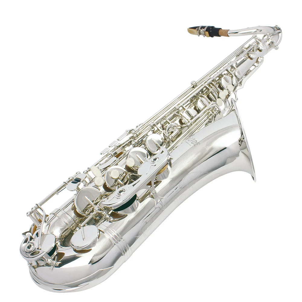 SLADE Silvery Tenor Saxophone Professional Woodwind Instrument with Saxophone Tenor Accessories Brass Sax Music Instruments