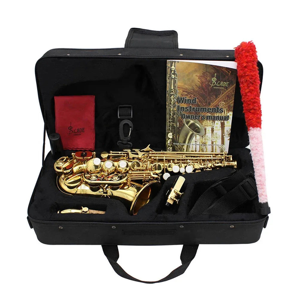 SLADE Soprano Saxophone Bb Tone Brass Sax Engraved Floral Saxofon With Reeds Case Mouthpiece Wind Instrument Parts & Accessories