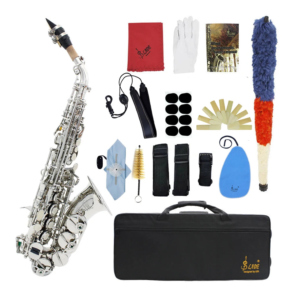 SLADE Soprano Saxophone Bb Tone Brass Sax Engraved Floral Saxofon With Reeds Case Mouthpiece Wind Instrument Parts & Accessories
